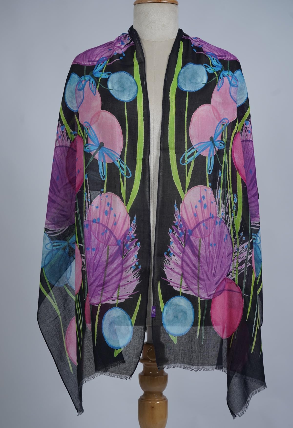 VIC Cotton Modal Digital Print Scarf for Women | Digital Print Designer Stole | Soft Lightweight Luxury Wrap | Premium Silk Modal Blend | 55 x 170 cm | VIC-SM-DP5517 (Floral Details)