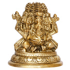 ARTVARKO Brass Panchmukhi Ganesha Bhagwan Idol Five Face Ganesh Statue Ganpati Murti for Temple Puja Home Entrance Decor Luck Gift Height 3 Inch
