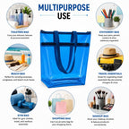 TERA 13 Transparent Tote Bag For Women & Girls, Clean PVC Shoulder Handbag, Waterproof Reusable Shopping Bag, Beach Bag, Travel Tote,Large Capacity Zipper Closure, Everyday Carry Bag (1 Pcs)