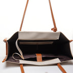 Carrylux Women's Soft & Lightweight Tote Bag | Handbag | 14-inch Laptop Space | Ivory & Tan (Ivory)