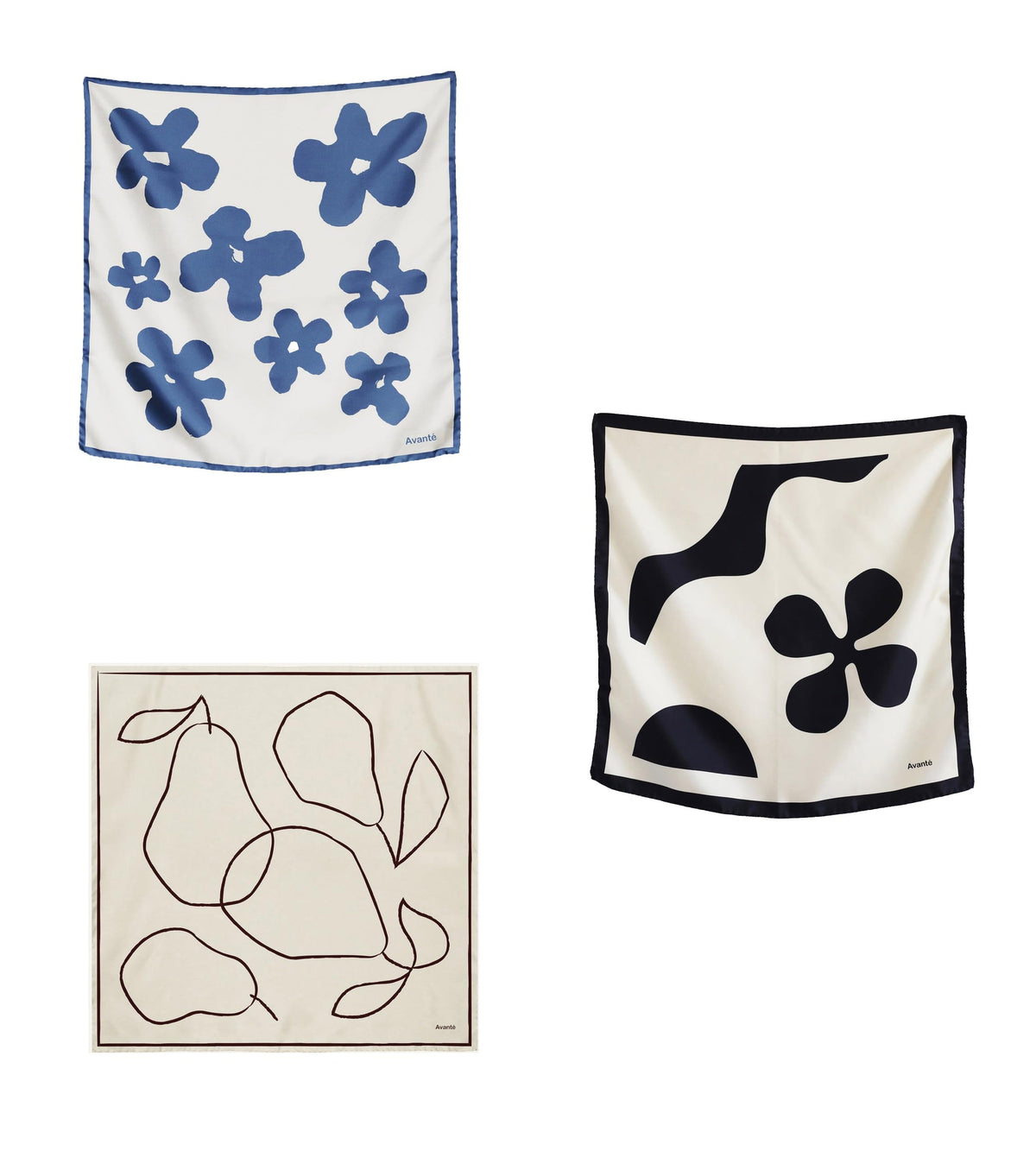 NK Textiles Women's Floral Geometric Drawing Printed Square New York Style Satin Head Scarf - Neck Scarf (22x22) (3-Piece Set)