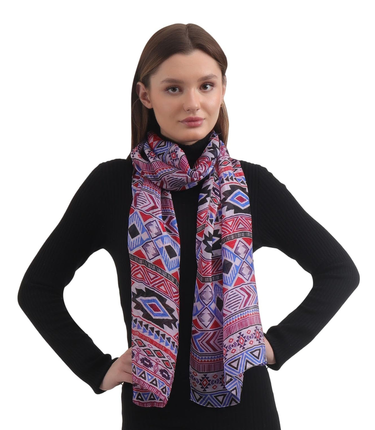 EH 100% Pure Mulberry Silk Scarf for Women, head scarf, neck scarf, hair scarf, digital printed long (22 X 72) (MC 4)
