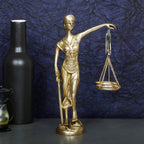 ARTVARKO Brass Andha Kanoon Statue Blind Folded Justice Lady Murti Sculpture Blindfolded Figurine Handicraft Insaf Ka Tarazu Showpiece Murti Office Home Décor (9.5 Inch Gold)