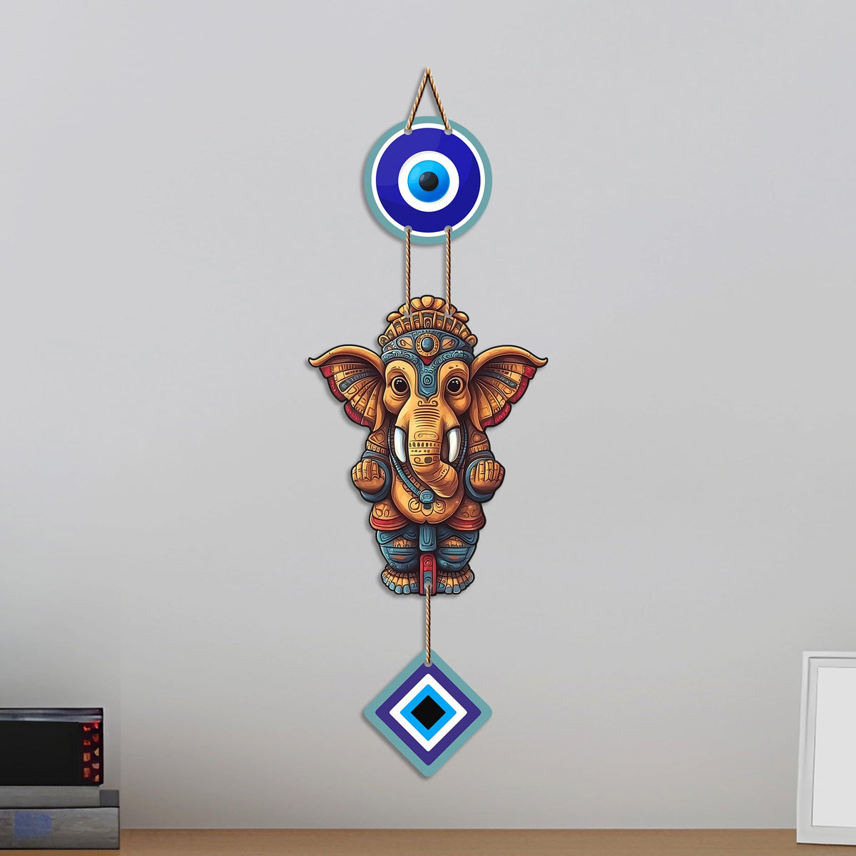 Artvibes Vinayaka Evil Eye Wall Hanging Decor for Home and Office | Nazar Protection Hanging for Entrance Door Living Room Temple | Vastu Positive Energy Good Luck Decorative Gift (WH_8557N)