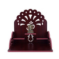 Om Shree Fully Handmade Beautiful Wooden Home and Office Temple/Pooja Mandir(28 x 28 x 26 cm) (Maroon)
