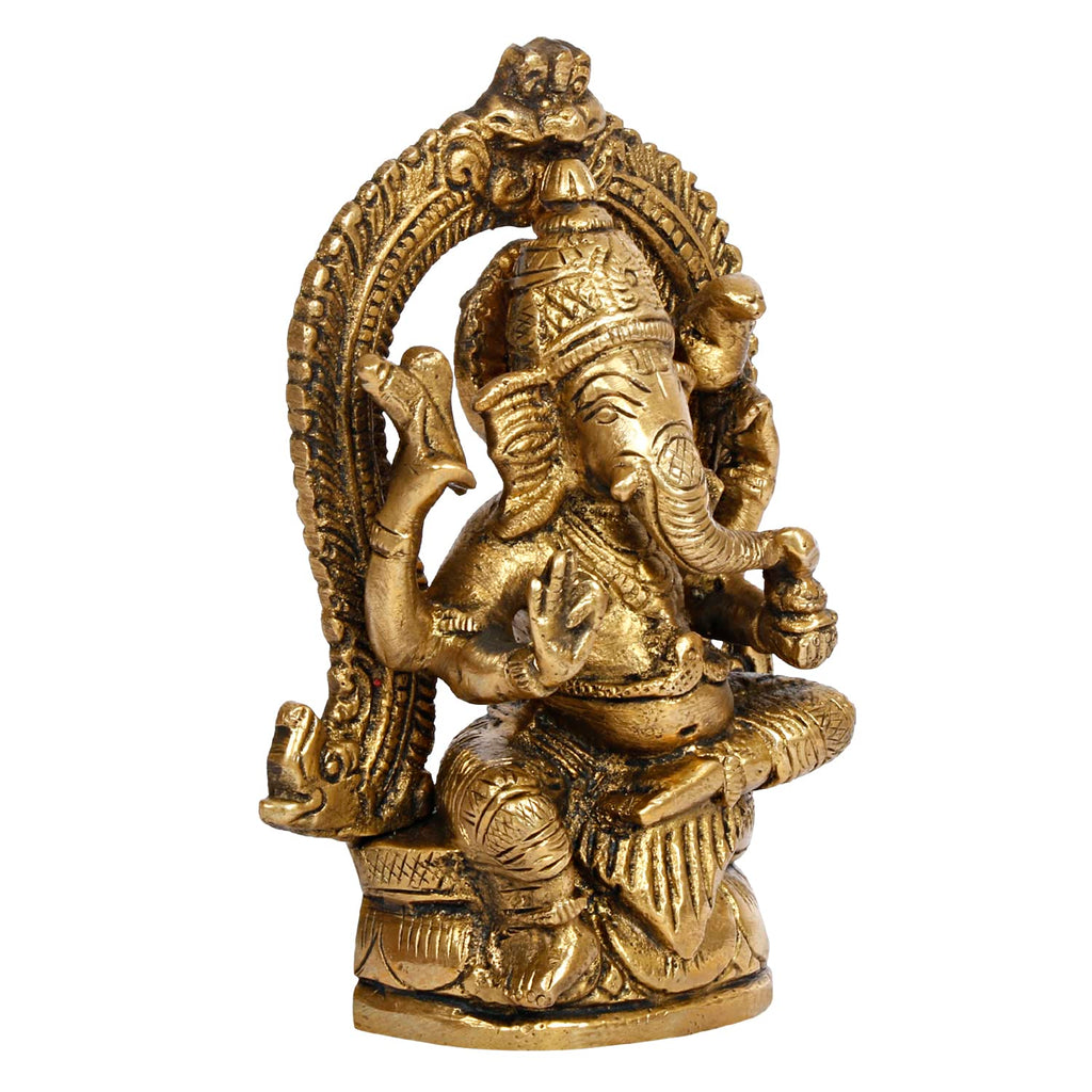 SVARUP Brass Ganesh Bhagwan Idol Ganesha Statue Ganpati Murti for Home Entrance Decor Diwali Puja Gift Height 4.5 Inch.