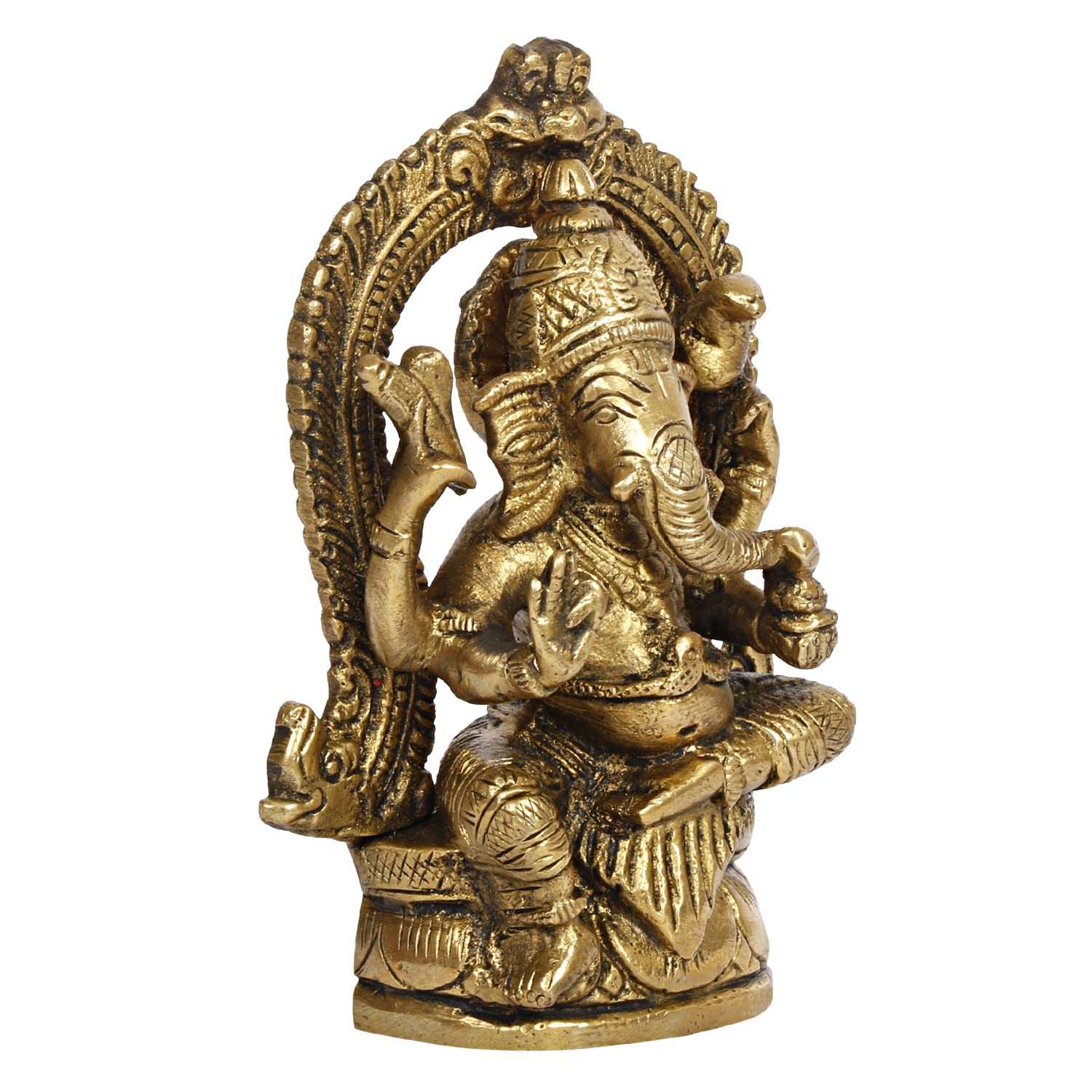 SVARUP Brass Ganesh Bhagwan Idol Ganesha Statue Ganpati Murti for Home Entrance Decor Diwali Puja Gift Height 4.5 Inch.