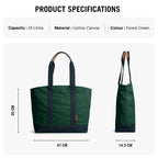 DailyObjects Forest Green-Navy Field Tote Bag |Canvas Tote Shoulder Bag Fits upto 14 Laptop for Women and Men Work & Daily Use |Handcrafted from premium cotton canvas perfect for Work & Daily Use