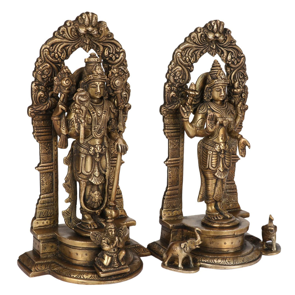 ARTVARKO Brass Vishnu Laxmi Narayan Murti Standing Vishnu Lakshmi Statue Showpiece for Home Decor Puja Items and Gifts 9 Inches