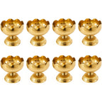 Brass Diya Pure Brass Traditional Oil Puja Lamp for Temple, Mandir, Festival Decoration, Home Decor & Diwali Gift (Flower Bloom, Set of 8)