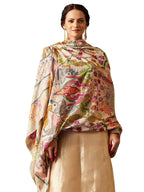 Pashmoda Women Aafreen Fine Wool Fabric Pashmina Kalamkari Embroidered Shawl, Stole and Wrap, Sustainable and Natural Fabric, Heritage Kashmiri Pashmina(Size 40x80)