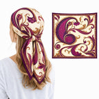 Etietnic Satin Square Head Scarf for Women,PURPLE DESINGH Printed