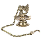 Artvarko Brass Hanging Peacock Diya Pair with Chain Deepak Deepam Hanger Large Oil Lamp 16 Inches
