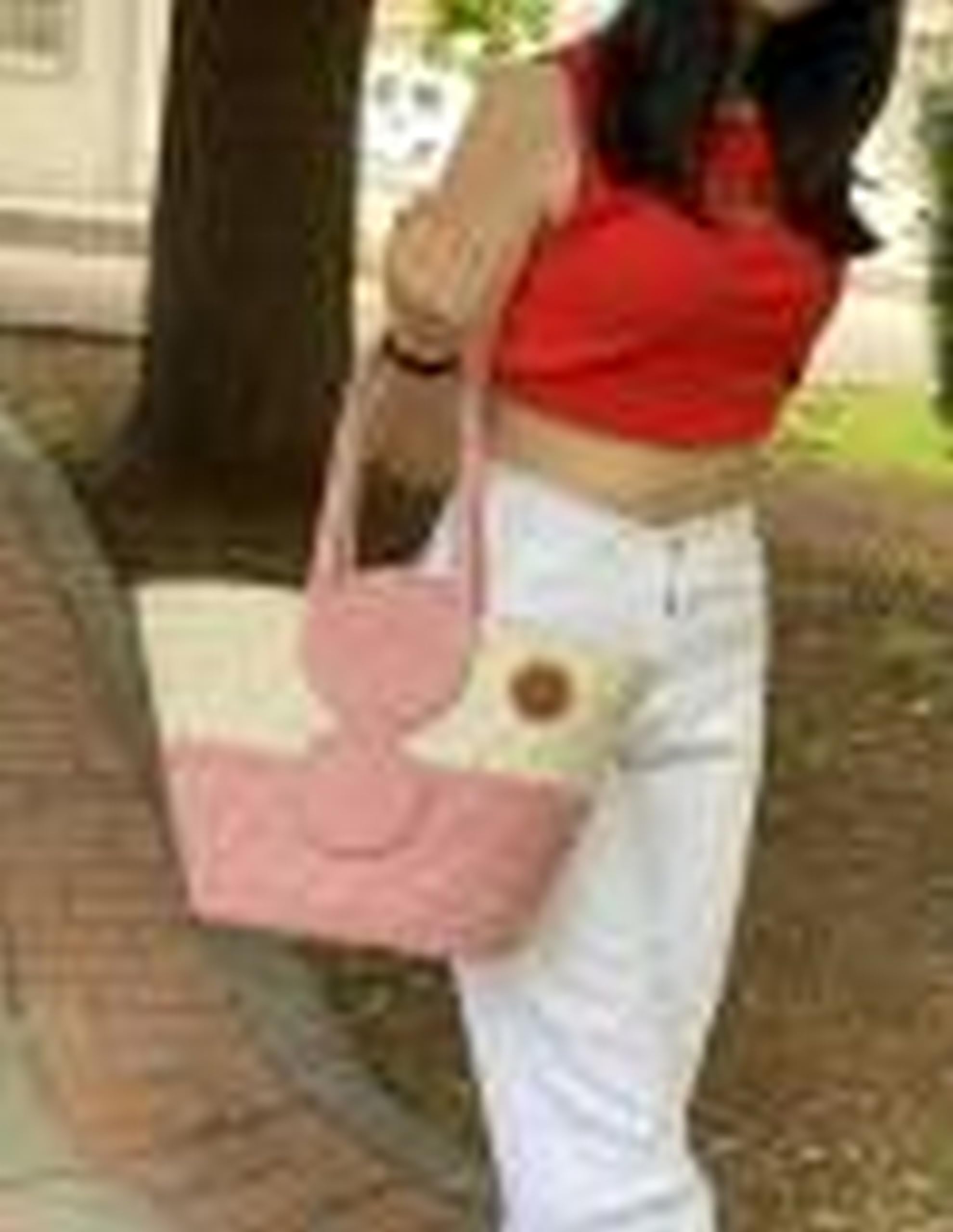 DYARCHY Women's Stylish Cotton Tote Handbag for Office, College, Travel, Vacations & Shopping (White-Pink)