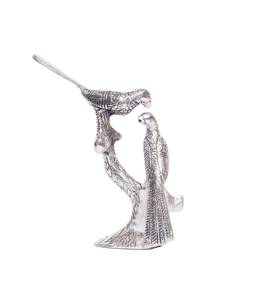 KridayKraft Love Birds Couple Kissing Sitting on Tree,Animal Showpiece for Home Decorative Statue, Gift for Boyfriend,Girlfriend,Wife,Husband,Friends,Happy Home Decoration Idol Showpiece (Silver)