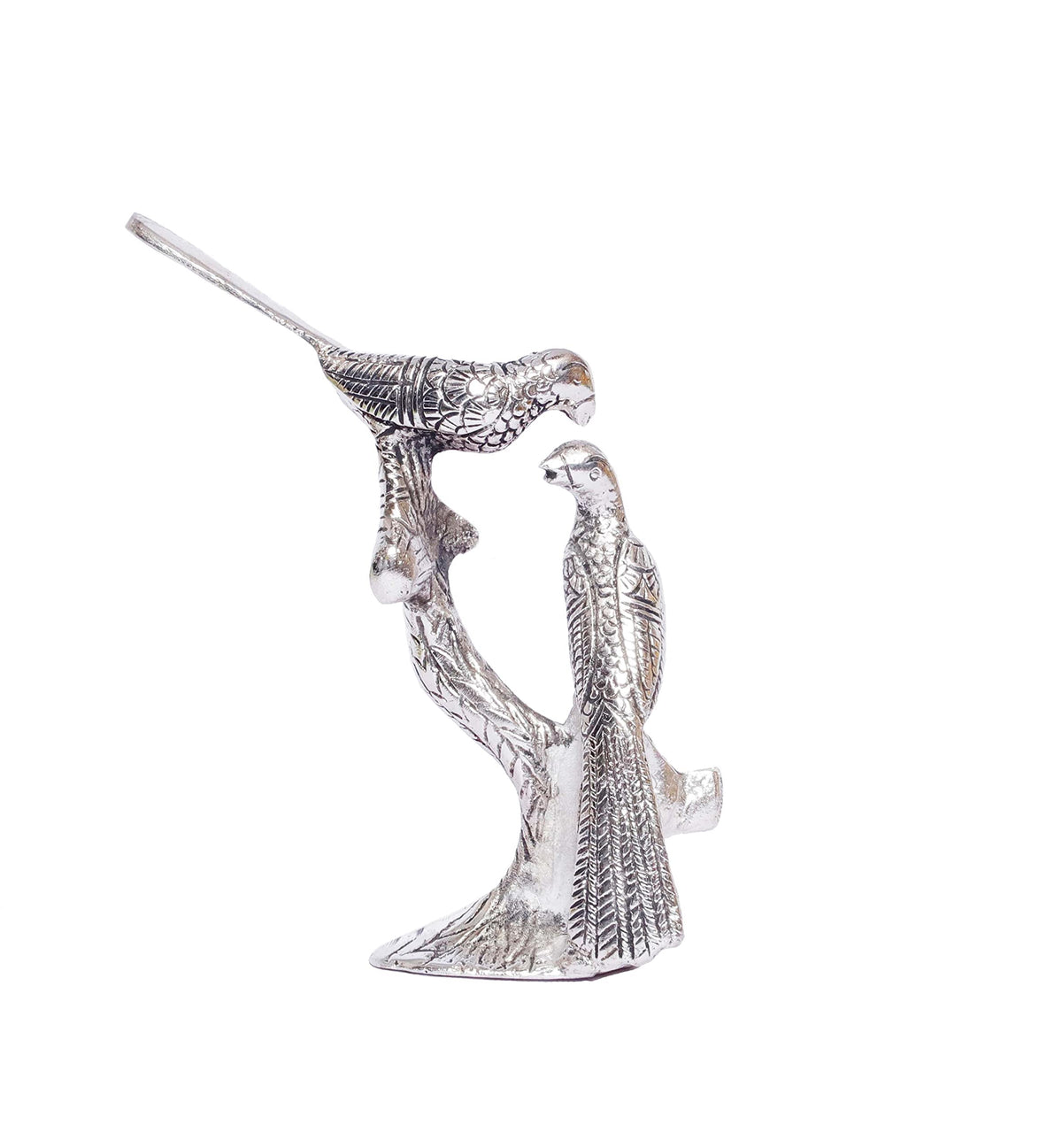 KridayKraft Love Birds Couple Kissing Sitting on Tree,Animal Showpiece for Home Decorative Statue, Gift for Boyfriend,Girlfriend,Wife,Husband,Friends,Happy Home Decoration Idol Showpiece (Silver)