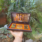 Soulwise Ram Darbar Pocket Temple Box with Charan Paduka & Ramayan Chaupai | Gold Plated Pooja Gift for Home, Office & Car (8 x 5 Inch) | Auspicious New Year & Religious Gift – Brown