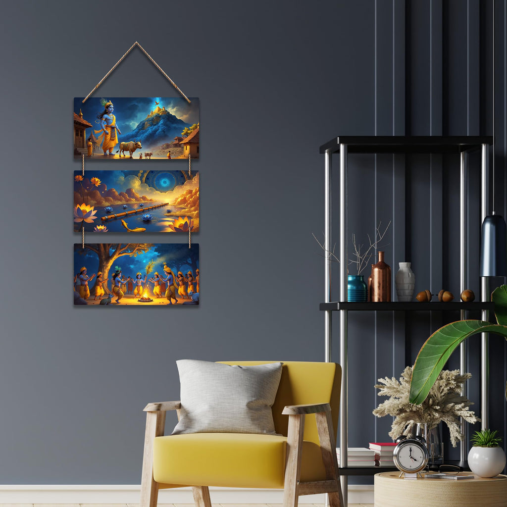 Artvibes Divine Shree Krishna & Flute Wall And Door Hanging for Home | Spiritual Decor Items | Wall Sculpture | Signs & Plaques | Artwork| Stylish Modern Decor Item | Gift Items (WH_9440N)
