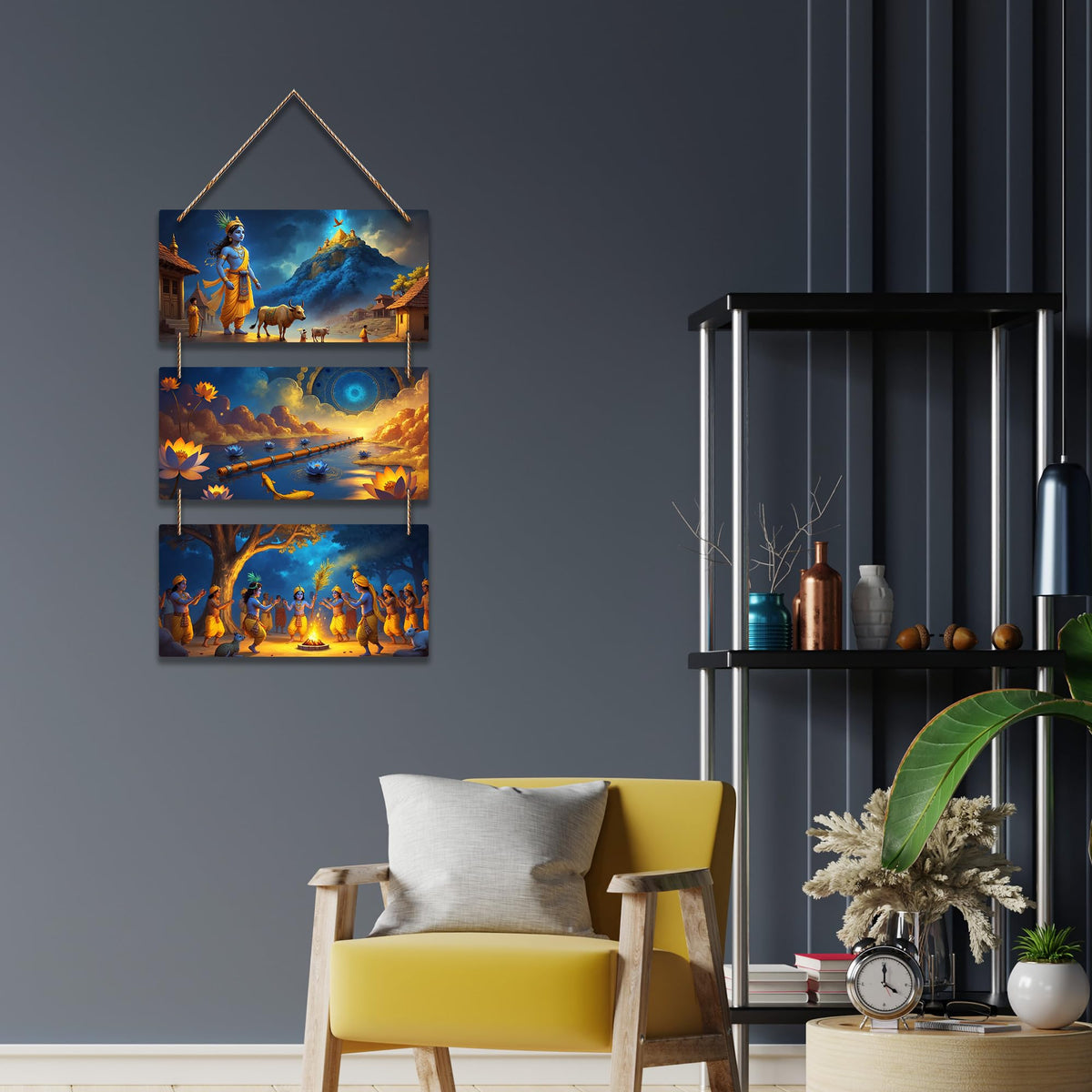 Artvibes Divine Shree Krishna & Flute Wall And Door Hanging for Home | Spiritual Decor Items | Wall Sculpture | Signs & Plaques | Artwork| Stylish Modern Decor Item | Gift Items (WH_9440N)