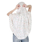 7 season's Cotton Long Scarf Cum Mask, Men and Women, White Printed