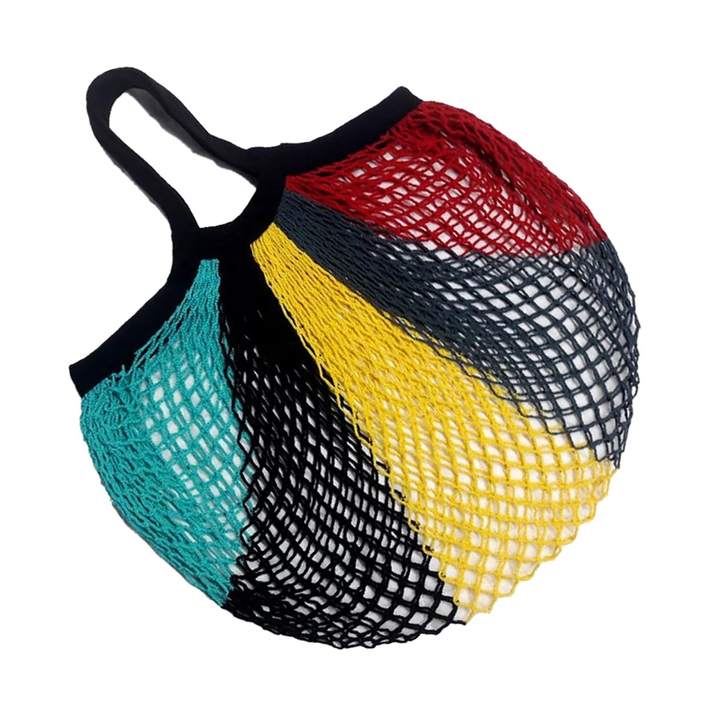 MSK Looms Eco Friendly Light Weight Cotton Net String Bag with Short Handle, Reusable Produce Bag for Fruits and Vegetable - Multicolor