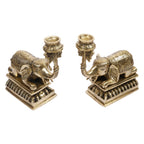Artvarko Brass Elephant Tealight Candle Holder Pair (2 Pcs) Fengsui Vastu for Good Luck Success Prosperity Home Decor Marriage House Warming Gift Height 8 Inches