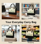 ECOCARRY Cotton Tote Bag For Woman Stylish | Embroidered Canvas Hand Bag With Floral Design | Latest Casual Shoulder Bag Zipper For College Girls, Office, Daily Use, Travel, Beach, Shopping (Green)