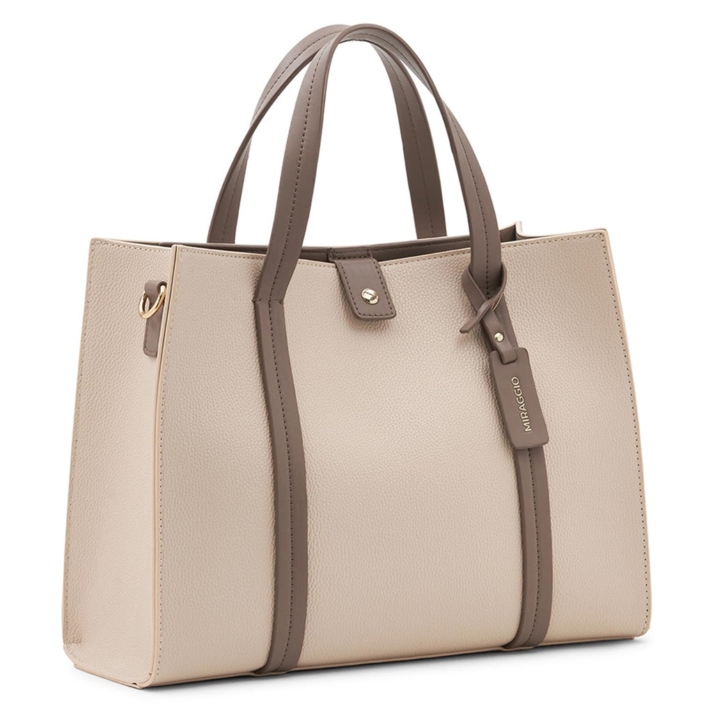 Miraggio Grace Solid Tote Bag For Women With Adjustable & Detachable Sling | Tote Bag For Women Stylish (Ivory)
