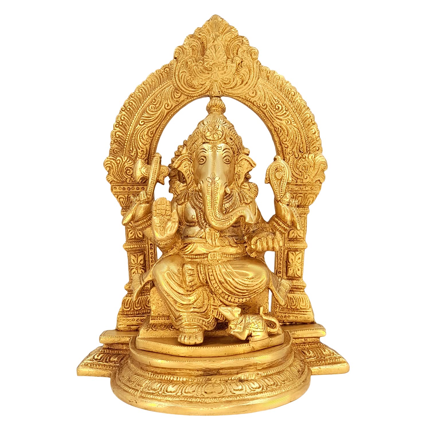 SVARUP Brass Ganesha Idol for Home Decoration Ganpati Statue Murti for Gift Height 10 Inch Weight 3.7 Kg Color Gold