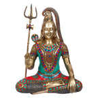 ARTVARKO Large Brass Lord Shiva Shankar Statue Bhole Nath Bhagwan Murti Office Home Decor Showpiece 19 Inches