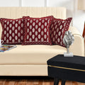 DECOMIZER Jacquard Geomteric Cushion Covers 16 Inch X 16 Inch Set Of 3 Ethnic Motifs Cushion Covers,Design- Ambi,Color- Maroon, 240 TC
