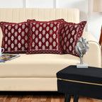 DECOMIZER Jacquard Geomteric Cushion Covers 16 Inch X 16 Inch Set Of 3 Ethnic Motifs Cushion Covers,Design- Ambi,Color- Maroon, 240 TC
