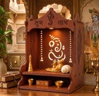 UNIQUE ART HAVEN Wooden Pooja Mandir for Home, Pine Home Temple with Spacious Shelf, Hindu Mandir, Mini Temple for Home Decor, Living Room & Office