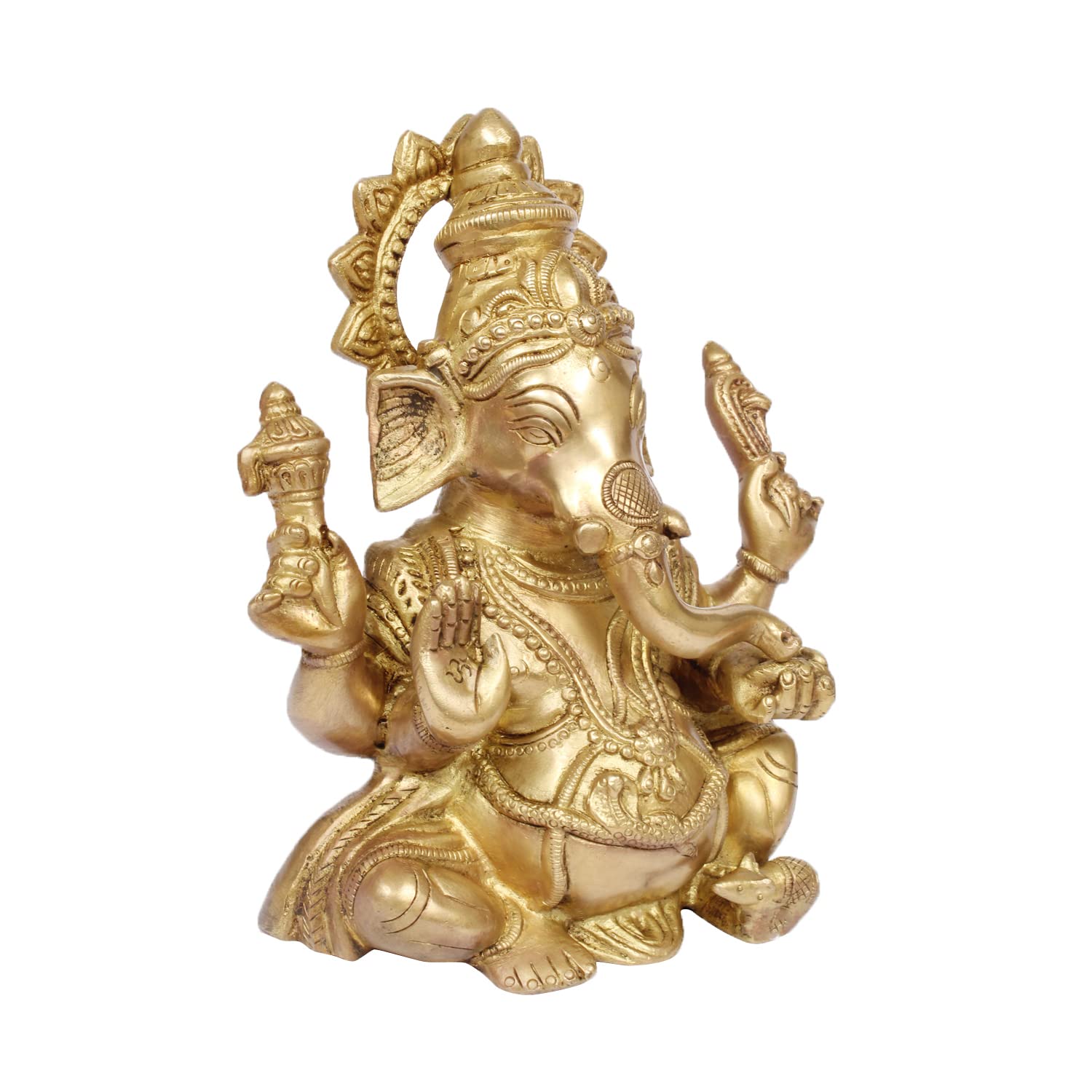 ARTVARKO Brass Sitting Ganesha Ganpati Idol for Gift Ganesh Big Size Murti Home Décor Shop Entrance Height 8 Inches
