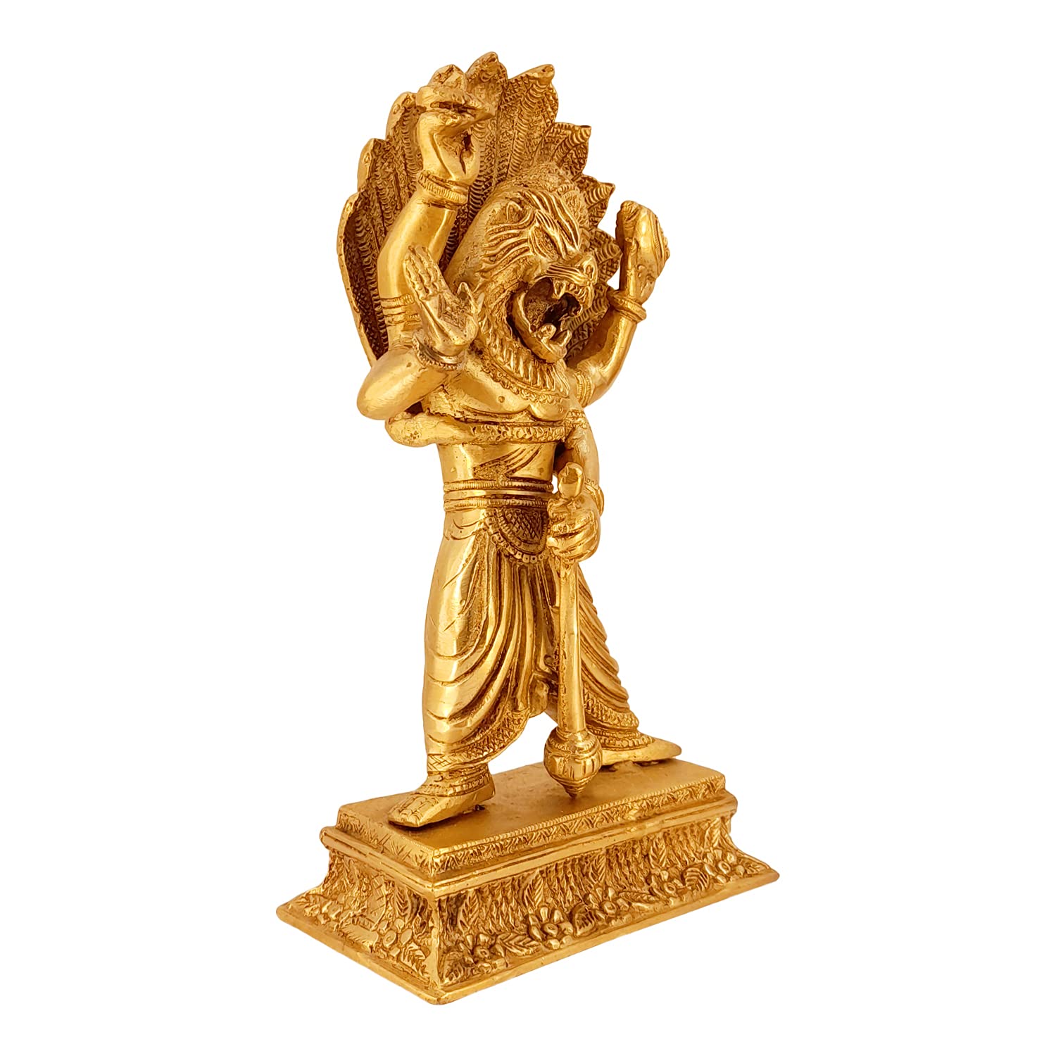 ARTVARKO Brass Narasimha Murti Fourth of The 10 incarnations (Avatars) of Lord Vishnu Statue Showpiece for Home Puja Pooja Room Temple Mandir Decor 11 Inches