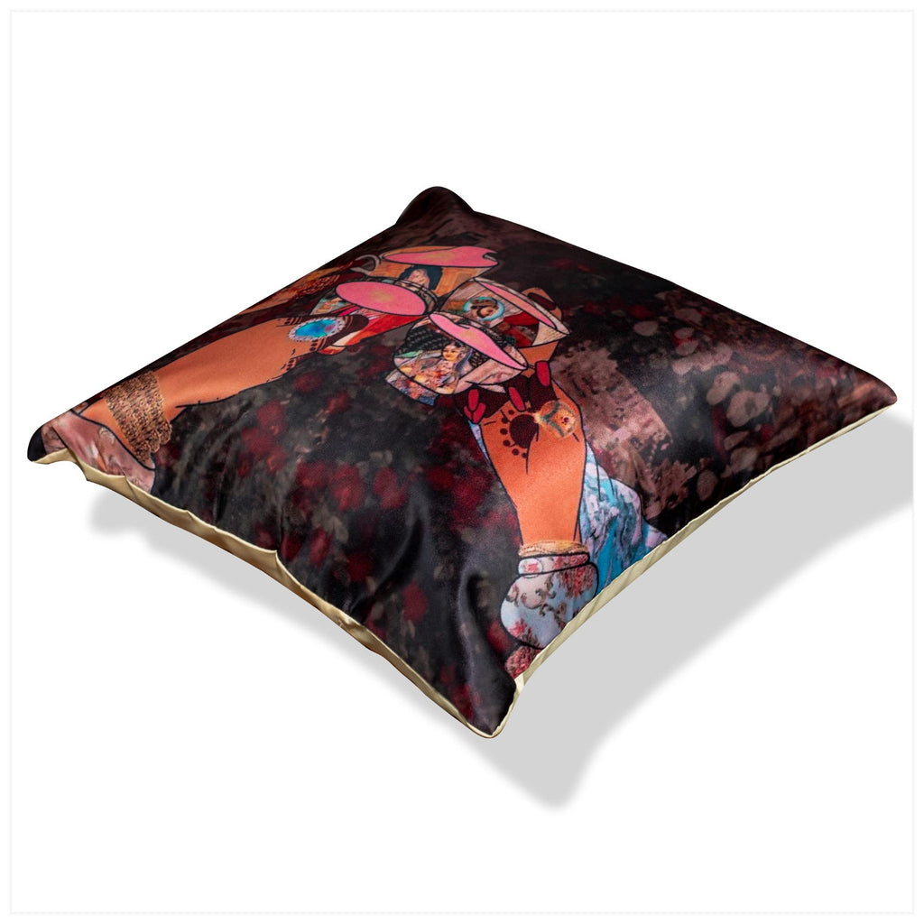 Vendola Bollywood Series Satin Microfibre 250TC Cushion Covers, Multicolor, Set of 4 Pieces (16X16 Inches)