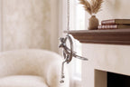KridayKraft Small Ring Parrot Silver Wall Hanging Decor – Handcrafted Metallic Bird Showpiece for Living Room, Balcony, and Home Decoration.