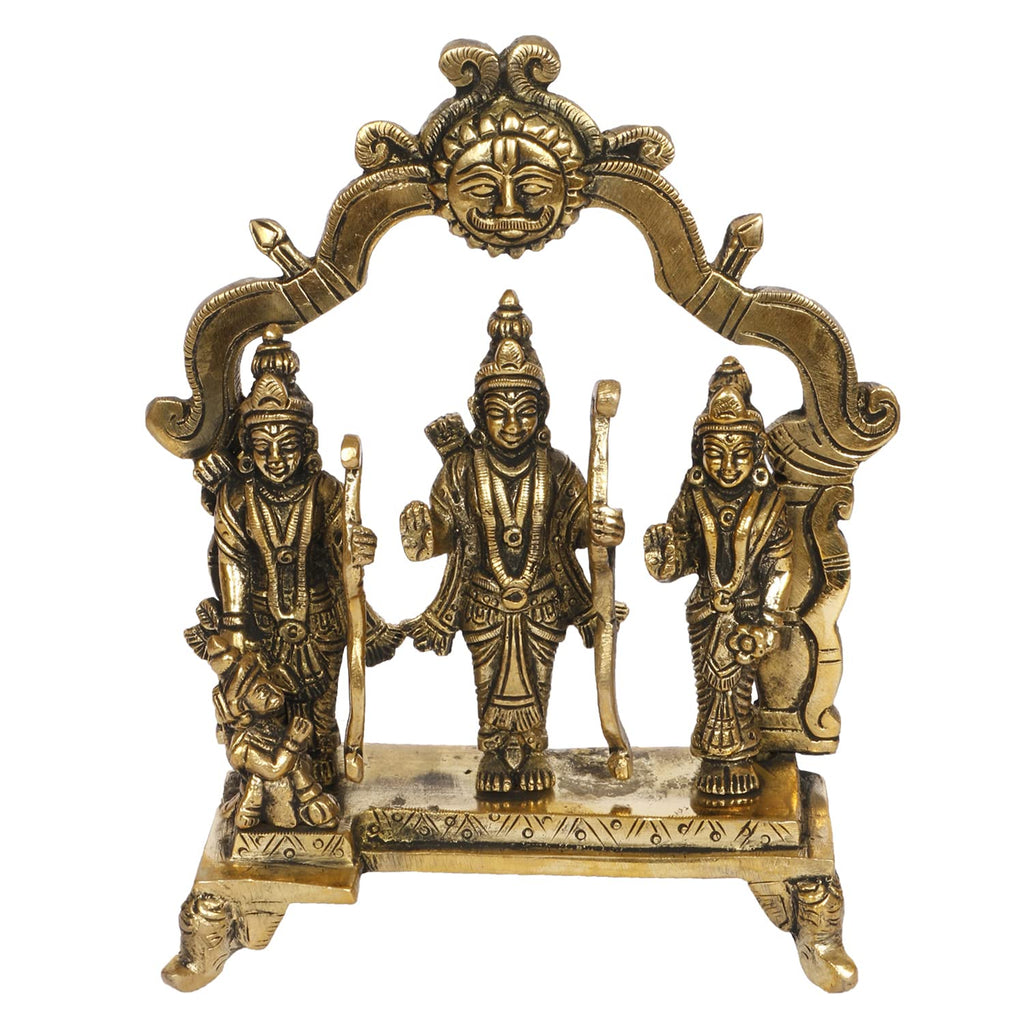 ARTVARKO Brass Ram Darbar Statue Shree Ram Ji Sita Laxman Hanuman Home Décor Puja Bhagwan Idol Murti for Mandir Temple 6.75 Inches