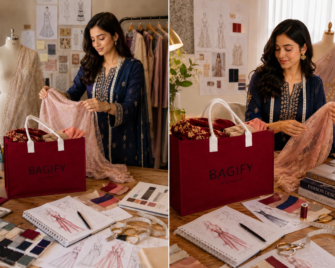 SAVNKITA Bagify by Harly Premium Felt Tote Bag for Shopping & Office,Maroon