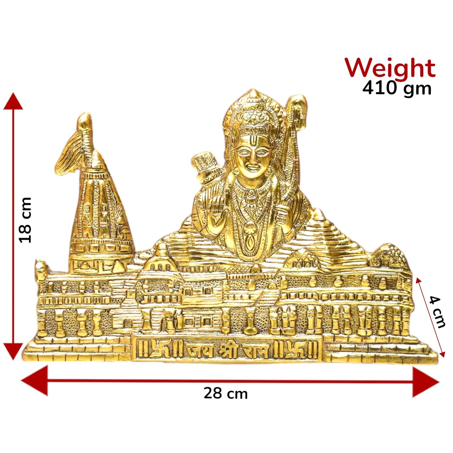 KridayKraft Metal Shree Ram Mandir Architectural Model Prabu Shri Ram Bhumi Ayodhya Showpiece for Home Decor, Office | Metal Showpiece