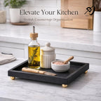 DECORAGE Handmade Black Marble Vanity Tray 20x20x3 cm Multi-Purpose Organizer for Perfumes Cosmetics Jewelry Bathroom Dresser Kitchen Serving Platter Decorative Home Décor Luxury Gift Tray