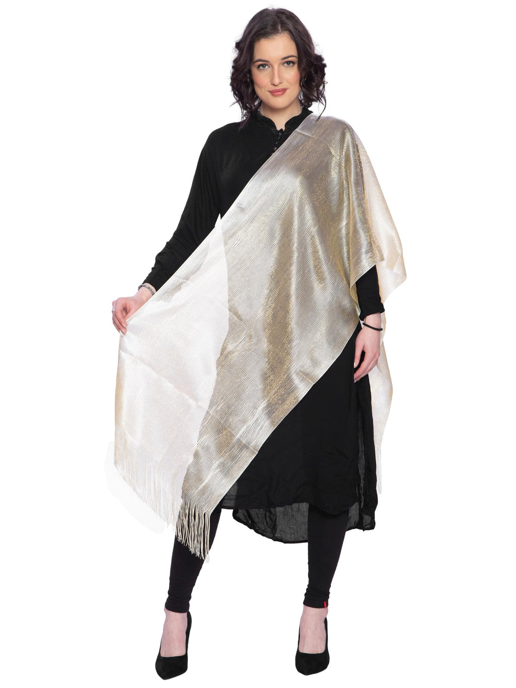Zen Women's Fashionable Shiny Netted Scarf (Gold)