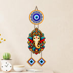 Artvibes Siddhivinayak Wall Hanging with Evil Eye Protection for Home Decor | Nazar Dosh Removal Hanging for Entrance Temple Bedroom Office | Spiritual Vastu Lucky Charm Decorative Gift (WH_8565N)
