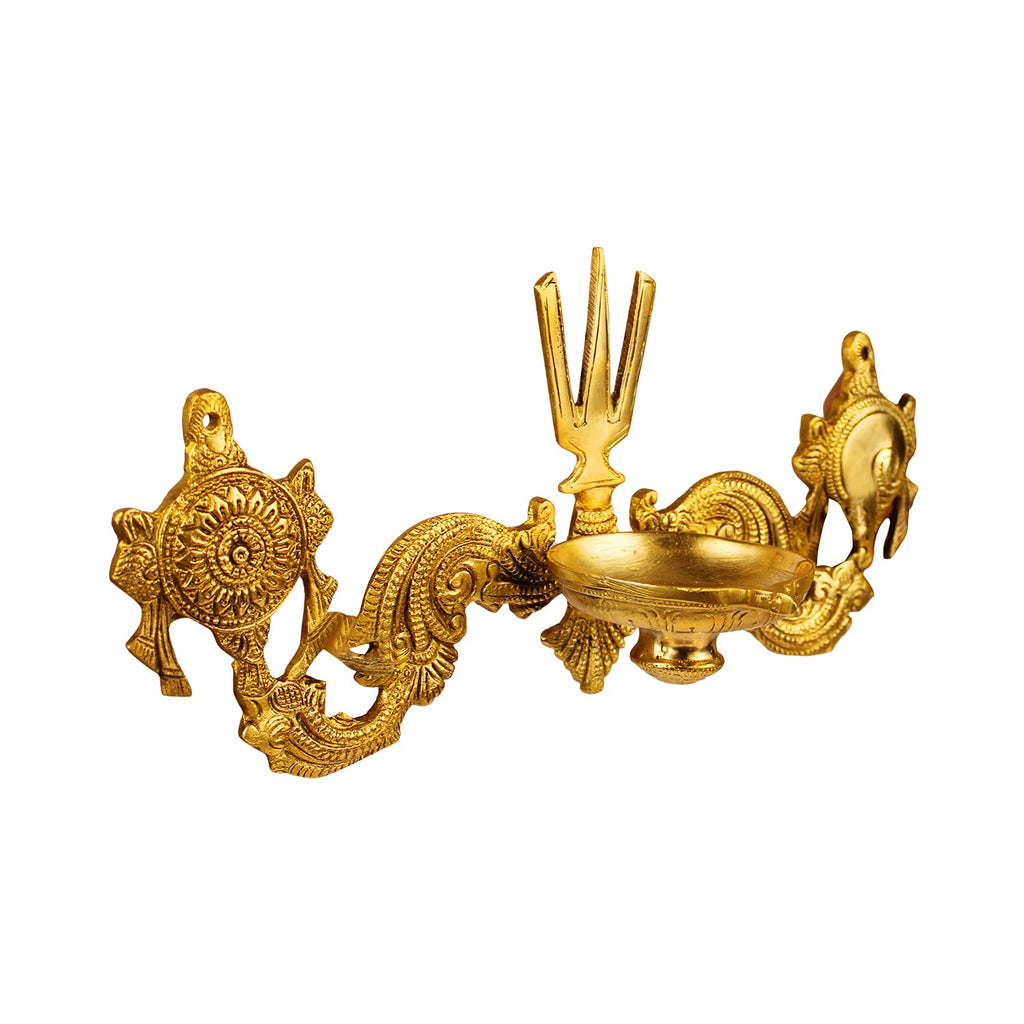 Artvarko Brass Shankh Chakra Namah Tilak Oil Diya Lamp wall Hanging Tirupati Balaji Padmanabha Swami Lord Vishnu Puja Vastu Home Decor