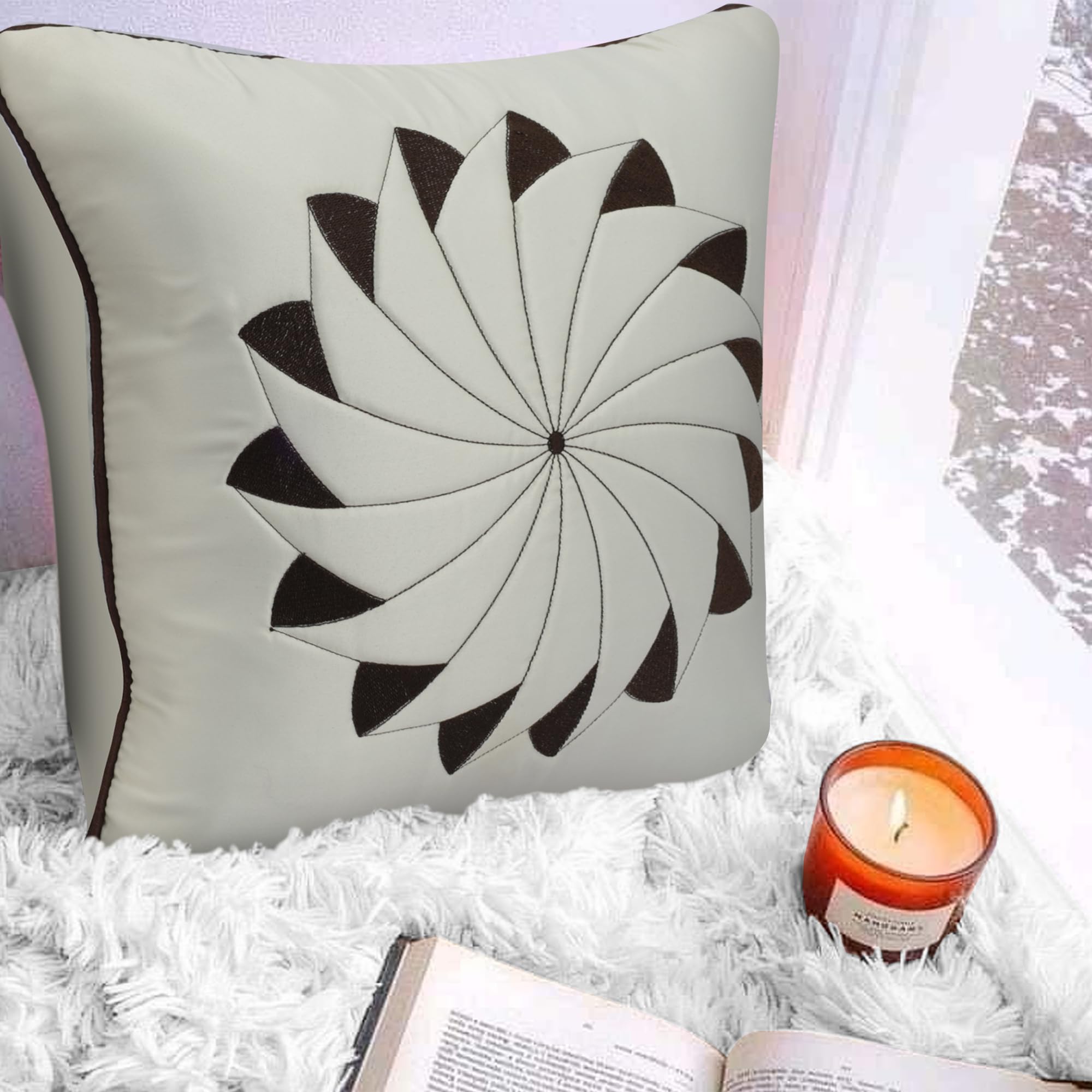JDX Attractive Cushion Cover for Living Room and Sofa, 8075_Cream