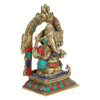 ARTVARKO Brass Ganesha Bhagwan Murti Sitting On Singhasan Ganesh Ganpati for Gift Home Décor Height 7 Inches