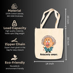 snapiq COTTON 350 GSM Canvas Tote Bag for Women and Girls Thick Fabric with Zipper (Beige, Einstien)