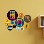 Artvibes Do It With All Your Heart Round Shape MDF Wooden Wall Decor Items | Quotes Decor Item | Wall Illustrations | Office Decor | Wall Art Print | Inspirational quotes | Gift (WPS_111N), Set of 11