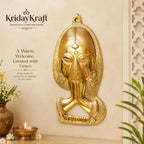 KridayKraft Aluminium Welcome Namaste Lady Door Metal Wall Hanging Decorative Showpiece for Home Wall Decor, House Warming Gift