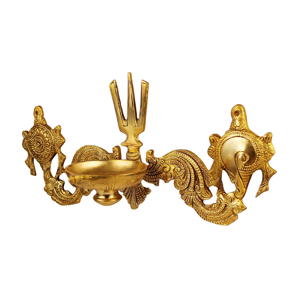 Artvarko Brass Shankh Chakra Namah Tilak Oil Diya Lamp wall Hanging Tirupati Balaji Padmanabha Swami Lord Vishnu Puja Vastu Home Decor